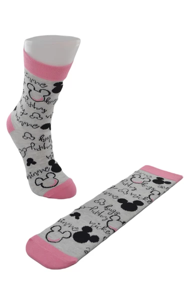 Dode Flora Disnep Kadın Çizgi Film Minnie Mouse Desenli Pamuklu Soket Çorap