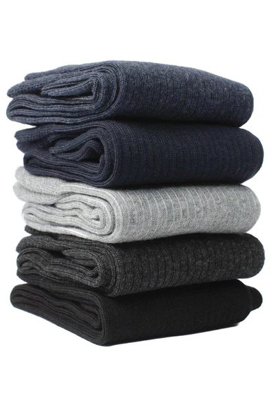 Dode Flora Erkek Yıkamalı Dikişsiz Derby Özel Koleksiyon 5 li Kutu Hediyeli Çorap Seti - Resim 12