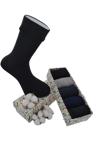 Dode Flora Erkek Yıkamalı Dikişsiz Derby Özel Koleksiyon 5 li Kutu Hediyeli Çorap Seti - Resim 11