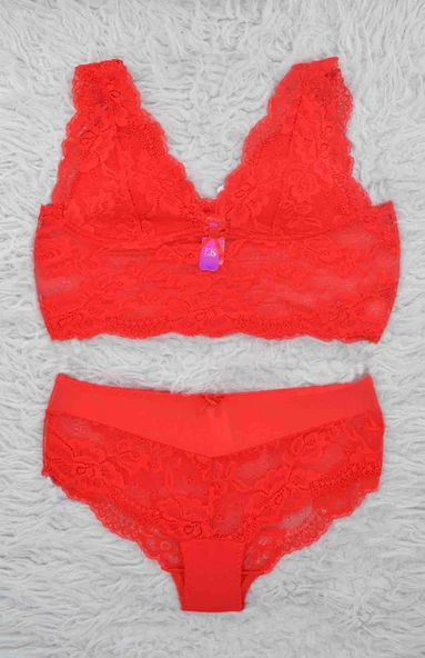 F.K. 410 Kadın Desteksiz Balensiz Dantelli B-Cup Uzun Bralet Takımı - 7