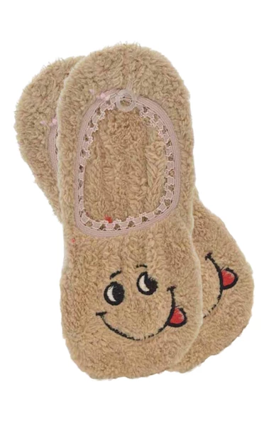 Flora Kadın Gülen Yüz Emojili Peluş Panduf - 5