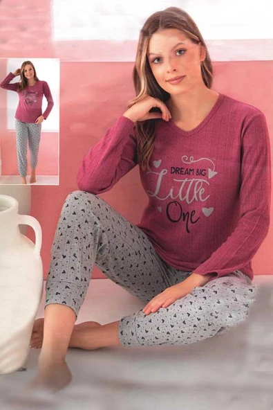 Fawn Kadın Little İnterlok Uzun Kol Pijama Takımı (8237) - 2
