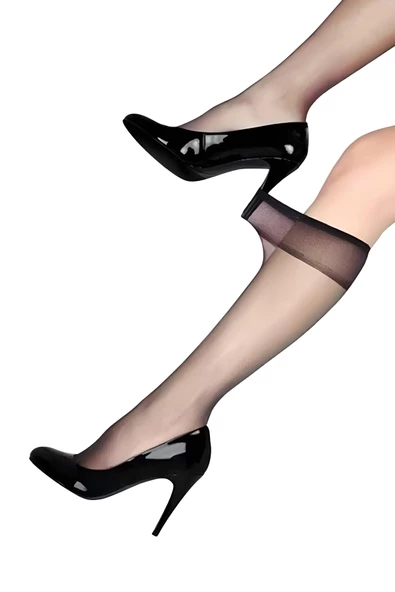 Kadın Diz Altı Pantolon Çorabı 12 li Fit İnce Parlak Burnu Takviyeli Dayanıklı Lastikli  Müjde  - - 2