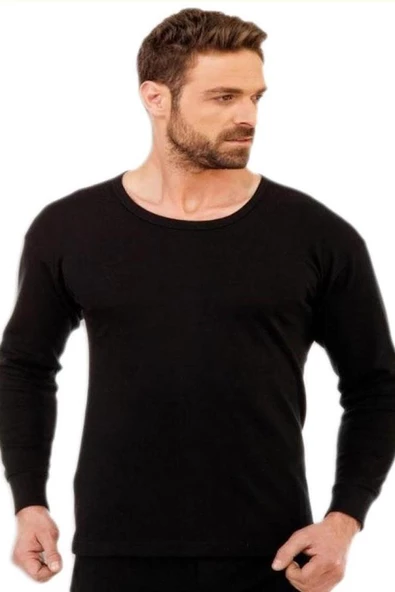 Tutku 0126 Erkek Termal Bisiklet Yaka Manşetli Şardonlu Uzun Kol Üst - 2