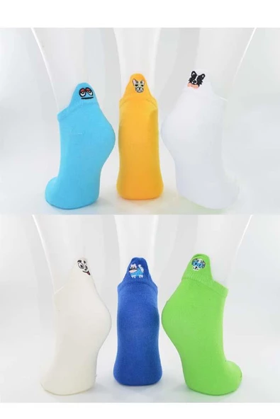 Flora Bayan 6 lı Emojili Bayan Patik Çorap - 36-40 - 2