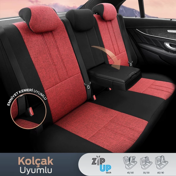 Otom Swan Series Universal Oto Koltuk Kılıfı  Kırmızı - 6