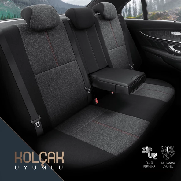 Otom Voyager Series Universal Oto Koltuk Kılıfı  Kırmızı-Siyah - 6