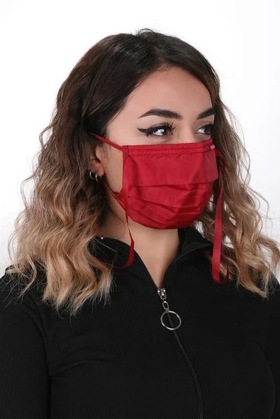Gümüş İyonlu Boyundan Askılı Yıkanabilir Düz Renkli Maske - 4