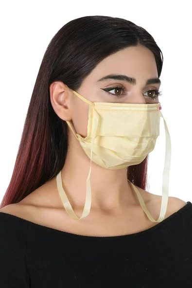 Gümüş İyonlu Boyundan Askılı Yıkanabilir Düz Renkli Maske - 10