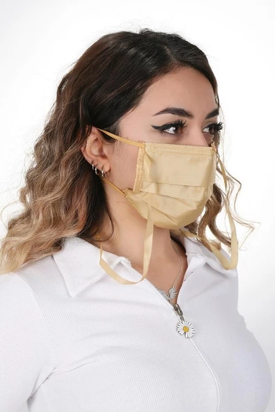 Gümüş İyonlu Boyundan Askılı Yıkanabilir Düz Renkli Maske - 2