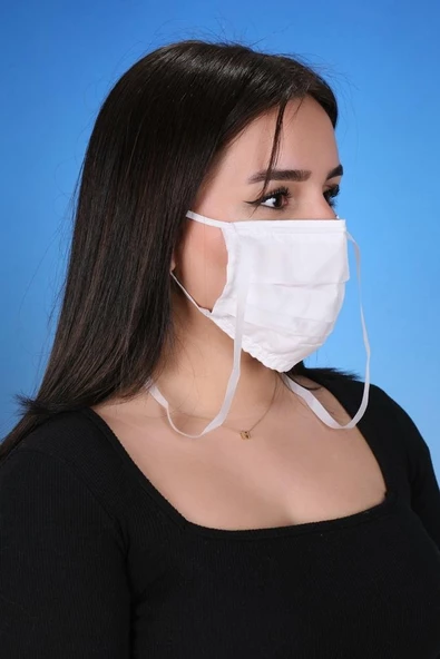 Gümüş İyonlu Boyundan Askılı Yıkanabilir Düz Renkli Maske - 3