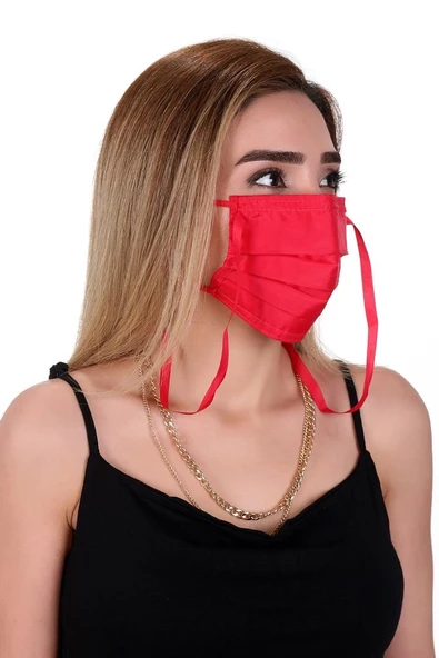 Gümüş İyonlu Boyundan Askılı Yıkanabilir Düz Renkli Maske - 7