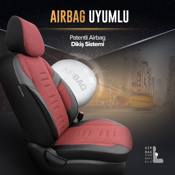 Otom Throne Series Universal Oto Koltuk Kılıfı  Kırmızı - 3