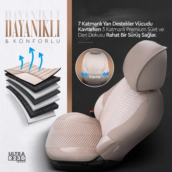 Otom Advanced Series Universal Oto Koltuk Kılıf-BF Bej - 4