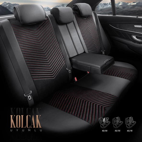 Otom Advanced Series Universal Oto Koltuk Kılıf-BF Siyah-Kırmızı - 6