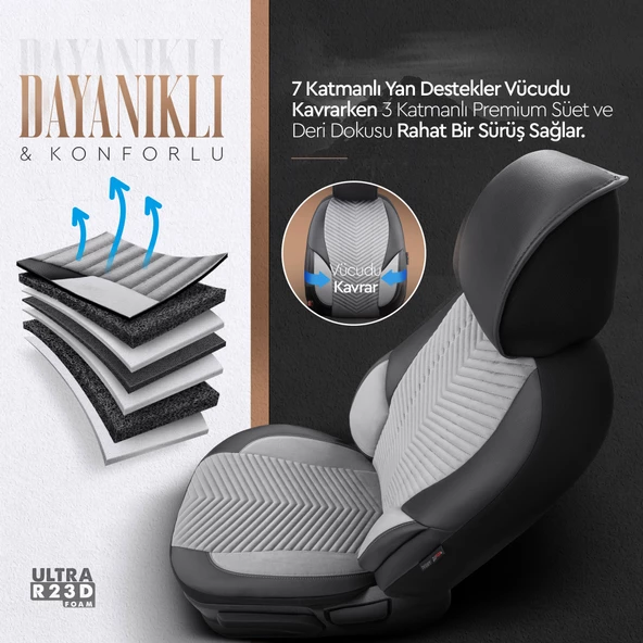 Otom Advanced Series Universal Oto Koltuk Kılıf-BF Füme - 4