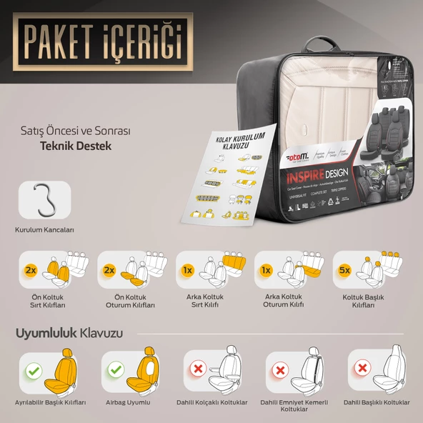 Otom Inspire Design Universal Seat Cover Bej - 7