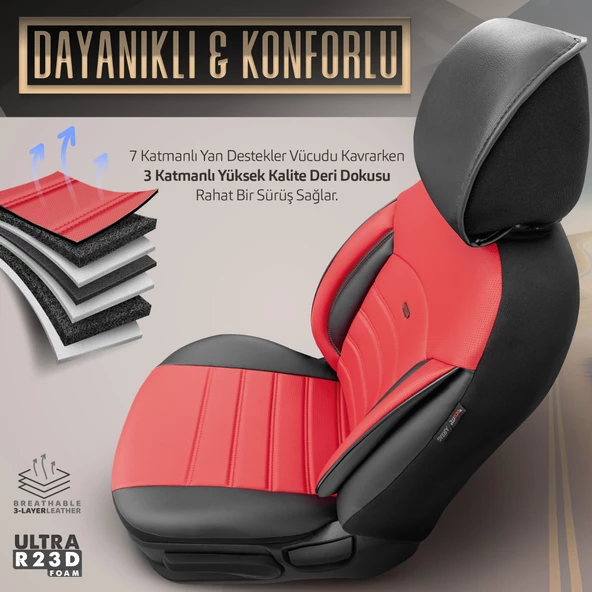Otom Inspire Design Universal Seat Cover Kırmızı-Siyah - 4