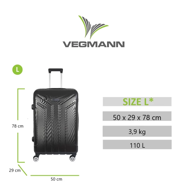 Vegmann Vela Siyah Büyük Boy Valiz - 3