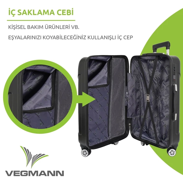 Vegmann Vela Siyah Büyük Boy Valiz - 6
