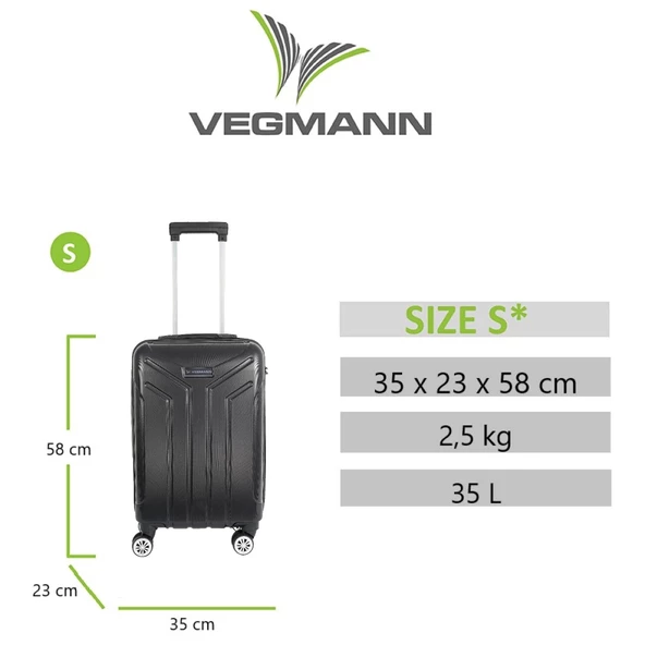 Vegmann Vela Siyah Kabin Boy Valiz - 3