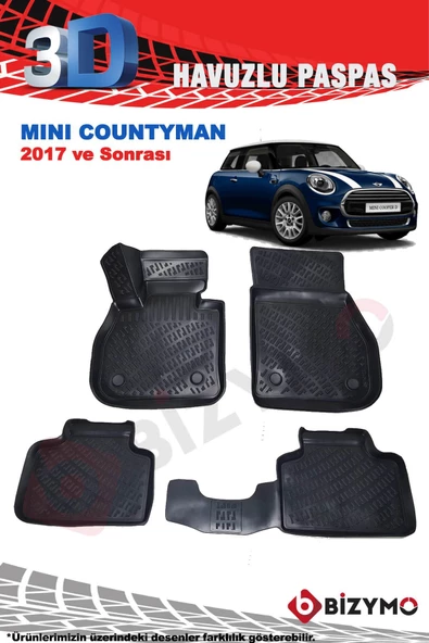 Mini Cooper Countryman 2017+ 3D Havuzlu Paspas Takımı Bizymo - 2