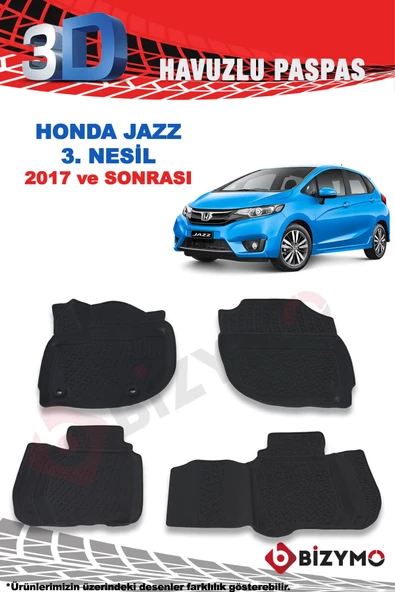 Honda Jazz 3. Nesil 2015 Ve Sonrası 3D Paspas Takımı Bizymo - Resim 2