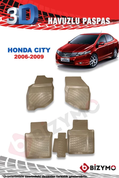 Honda City 2006-2009 3D Havuzlu Bej Paspas Bizymo - Resim 2