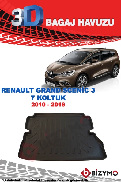 Renault Grand Scenic 3 (7 Koltuk) 2010-2016 3D Bagaj Havuzu Bizymo - 2