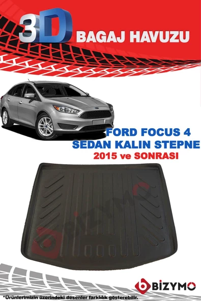 Ford Focus 3 Sedan Kalın Stepne 2011-2014 3D Bagaj Havuzu Bizymo - 2