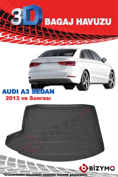 Audi A3 Sedan 2013 Ve Sonrası 3D Bagaj Havuzu Bizymo - Resim 2