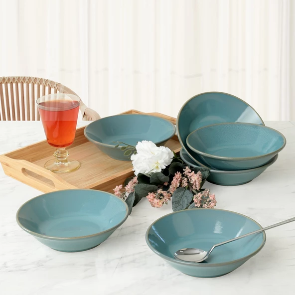 Keramika Turkuaz Granit Hitit Yemek Tabağı 18 Cm 6 Adet Q07
