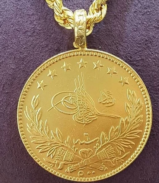 Tam Reşat Kolye Gerçek Altin Görünümlü Kolye imitasyon Tam Reşat Tuğra Kolye (KARGO BEDAVA)