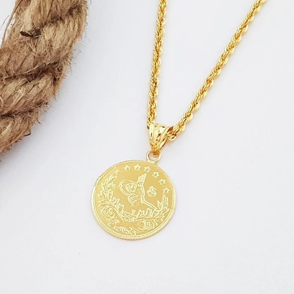 Tam Reşat Kolye Gerçek Altin Görünümlü Kolye imitasyon Tam Reşat Tuğra Kolye (KARGO BEDAVA) ürün görseli 1