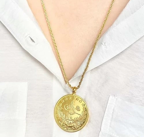 Tam Reşat Kolye Gerçek Altin Görünümlü Kolye imitasyon Tam Reşat Tuğra Kolye (KARGO BEDAVA) ürün görseli 1