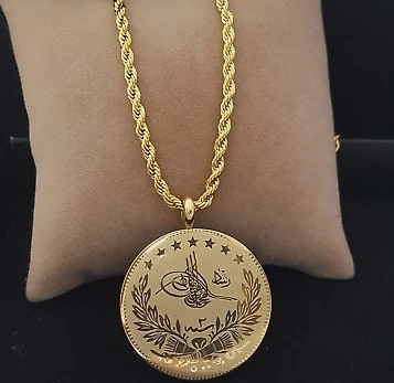 Tam Reşat Kolye Gerçek Altin Görünümlü Kolye imitasyon Tam Reşat Tuğra Kolye (KARGO BEDAVA) ürün görseli 1