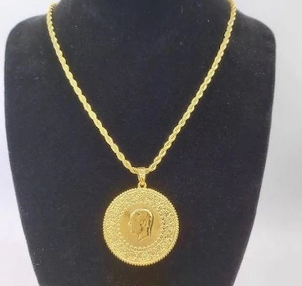 Gerçek Altın Görünümlü imitasyon Cumhuriyet Tam ATA Kolye (KARGO BEDAVA) ürün görseli 1