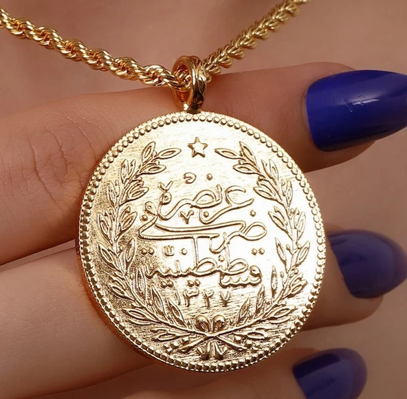 Gerçek Altın Görünümlü imitasyon Cumhuriyet Tam ATA Kolye (KARGO BEDAVA) ürün görseli 1