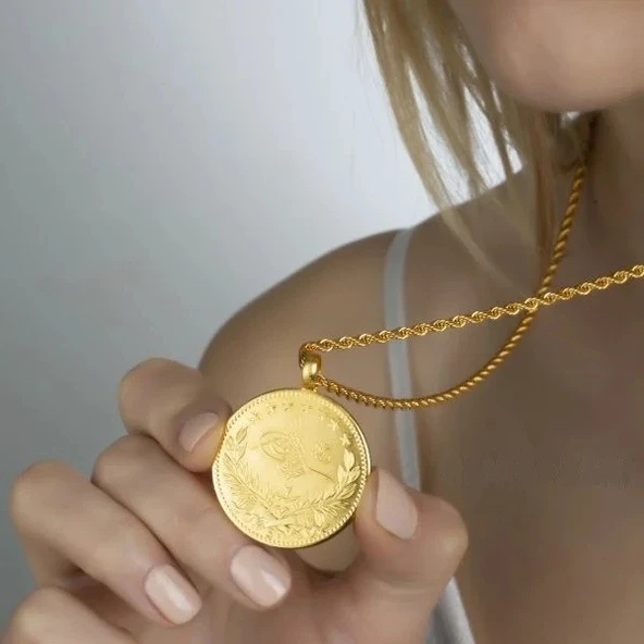 Tam Reşat Kolye Gerçek Altin Görünümlü Kolye imitasyon Tam Reşat Tuğra Kolye (KARGO BEDAVA) ürün görseli 1