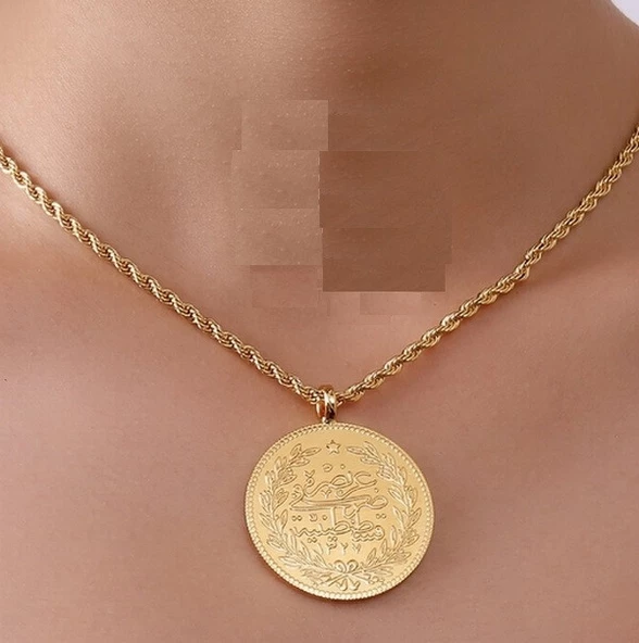 Gerçek Altın Görünümlü imitasyon Cumhuriyet Tam ATA Kolye (KARGO BEDAVA) ürün görseli 1