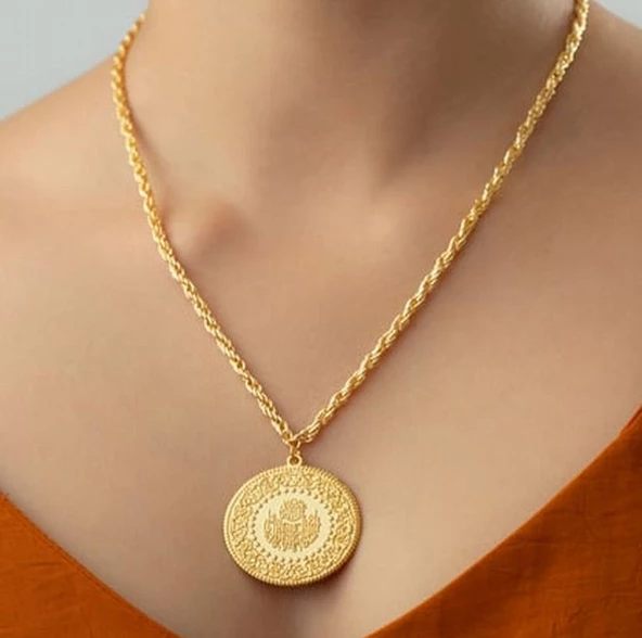 Gerçek Altın Görünümlü imitasyon Cumhuriyet Tam ATA Kolye (KARGO BEDAVA) ürün görseli 1