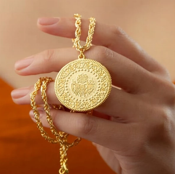 Gerçek Altın Görünümlü imitasyon Cumhuriyet Tam ATA Kolye (KARGO BEDAVA) ürün görseli 1