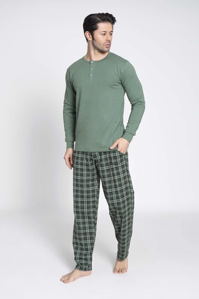 Aydoğan Erkek Civan 3425 Patlı Modal Çağla Pijama Takım - 2