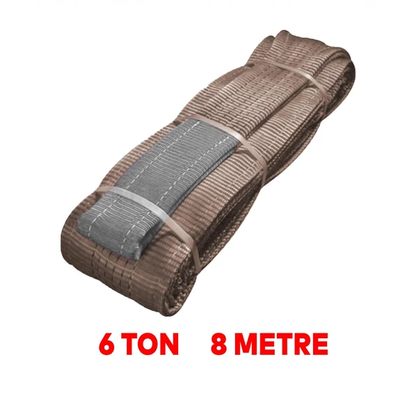 Sapan Polyester Spanzet 6 Ton 8 Metre Kahve Sağlam Yük Kaldırma Taşıma İndirme Halat - 2