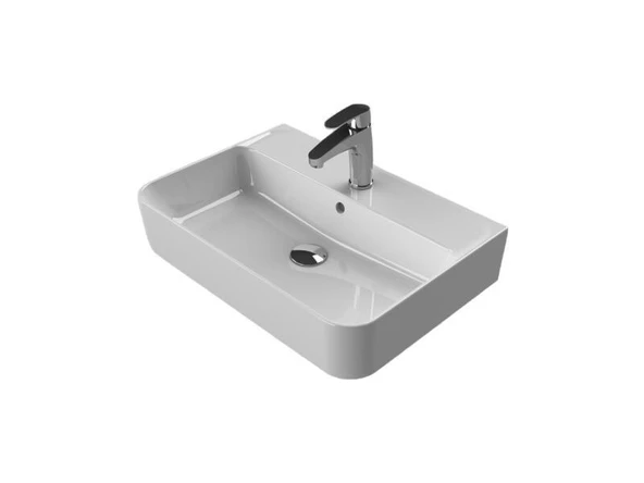 Turkuaz Cerastyle Hera Tezgah Üstü Lavabo 60x42 cm (Duvara Sıfır)