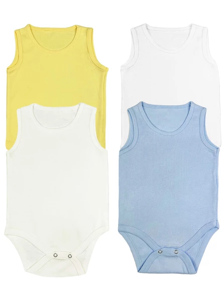 4'lü Bebek Kalın Askılı Zıbın Baby Bodysuit Çıtçıtlı Badi Set