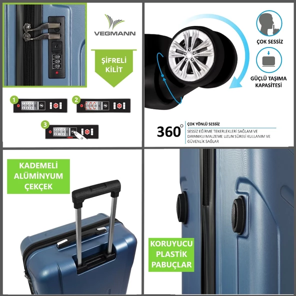 Vegmann Vela Mavi Kabin Boy Valiz - Resim 4