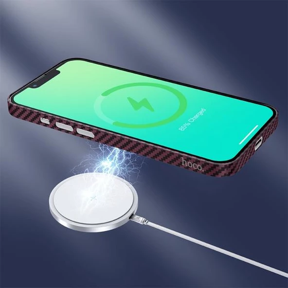 Polham 0.6MM Kamera Korumalı Magsafeli İphone 14 Plus Darbe Emici Telefon Kılıfı, Karbon Fiber Kılıf - 3
