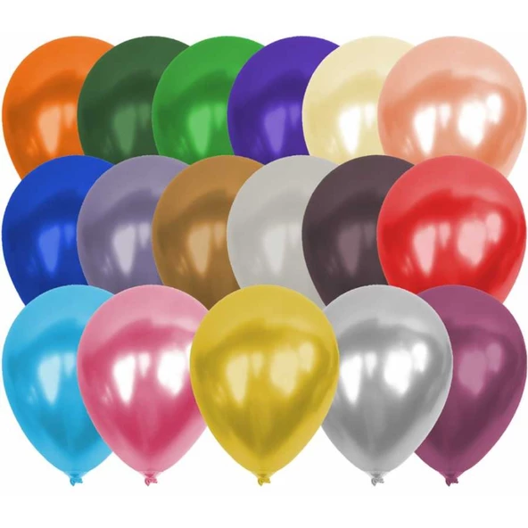 12" Metalik Dekorasyon Balonu Karışık - 100 Adet