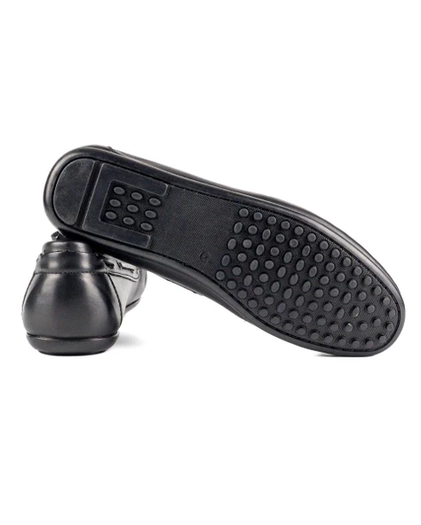 Tripolis Siyah Hakiki Deri Erkek Loafer Ayakkabı - Resim 3